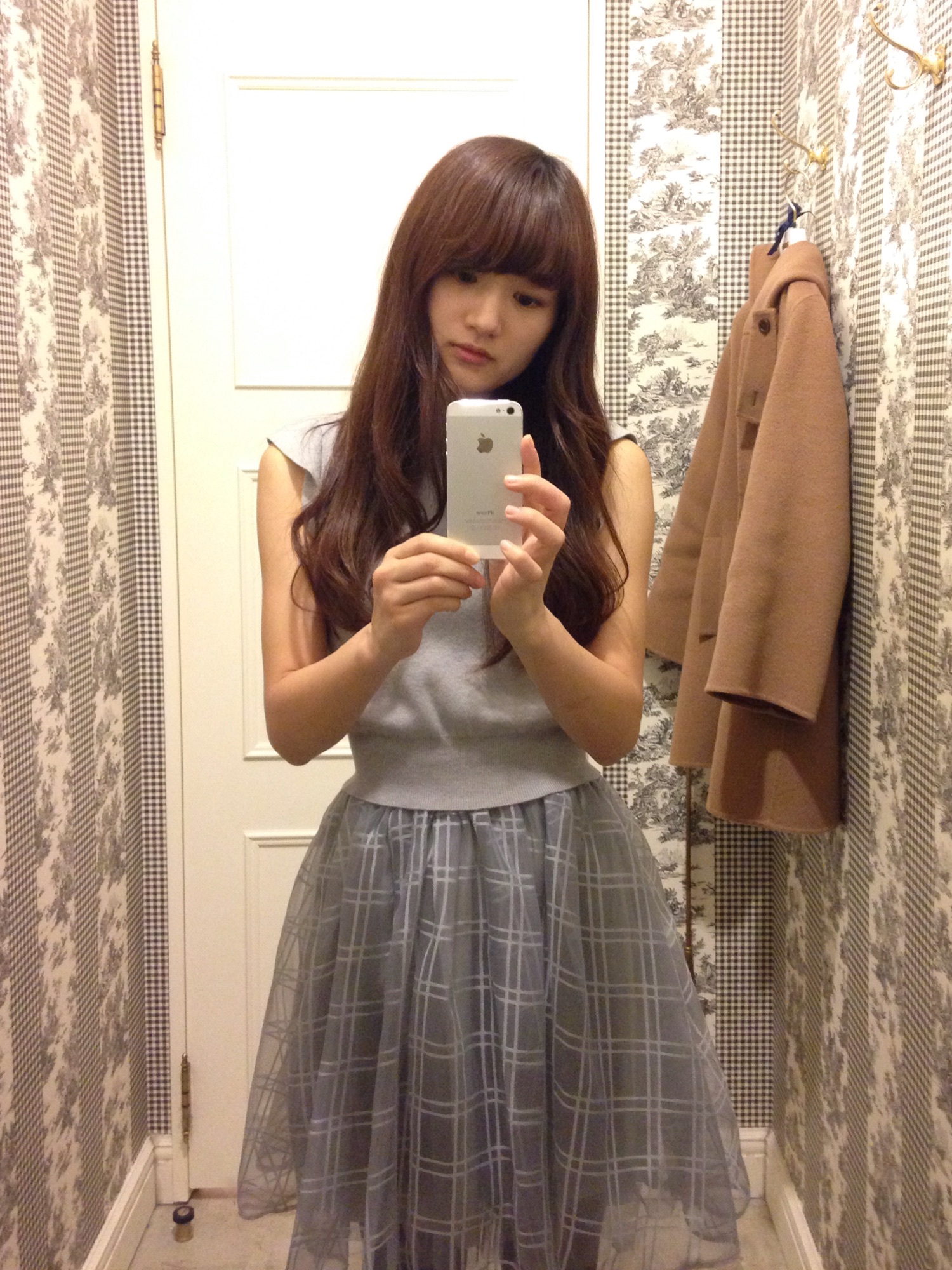 SNIDEL（スナイデル）の「チェックオーガンジーコンビニットワンピース