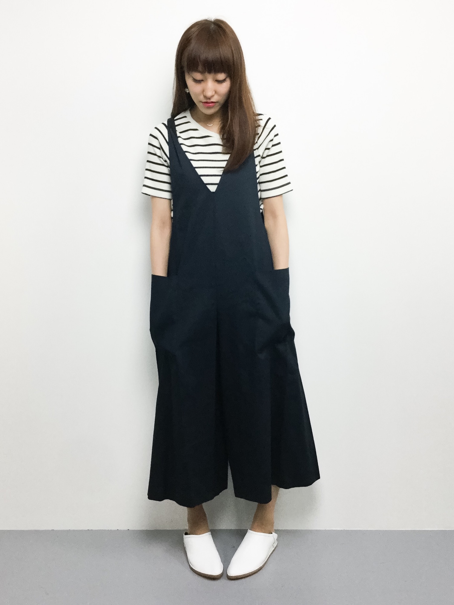 IENAイエナ　シャンブレーワイドクロップドオールインワン IENA（イエナ）の「シャンブレーワイドクロップドオールインワン