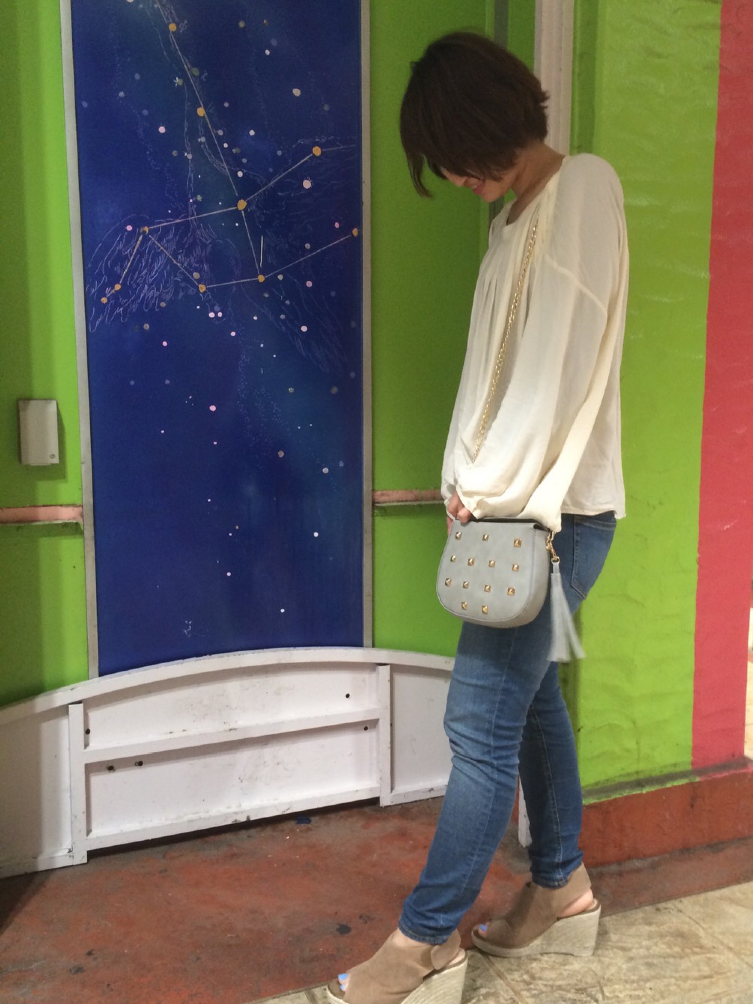 ☆胡桃2点☆SLOBE IENA ボートネックギャザーブラウス ネイビー SLOBE IENA（スローブイエナ）の「ボートネックギャザーブラウス