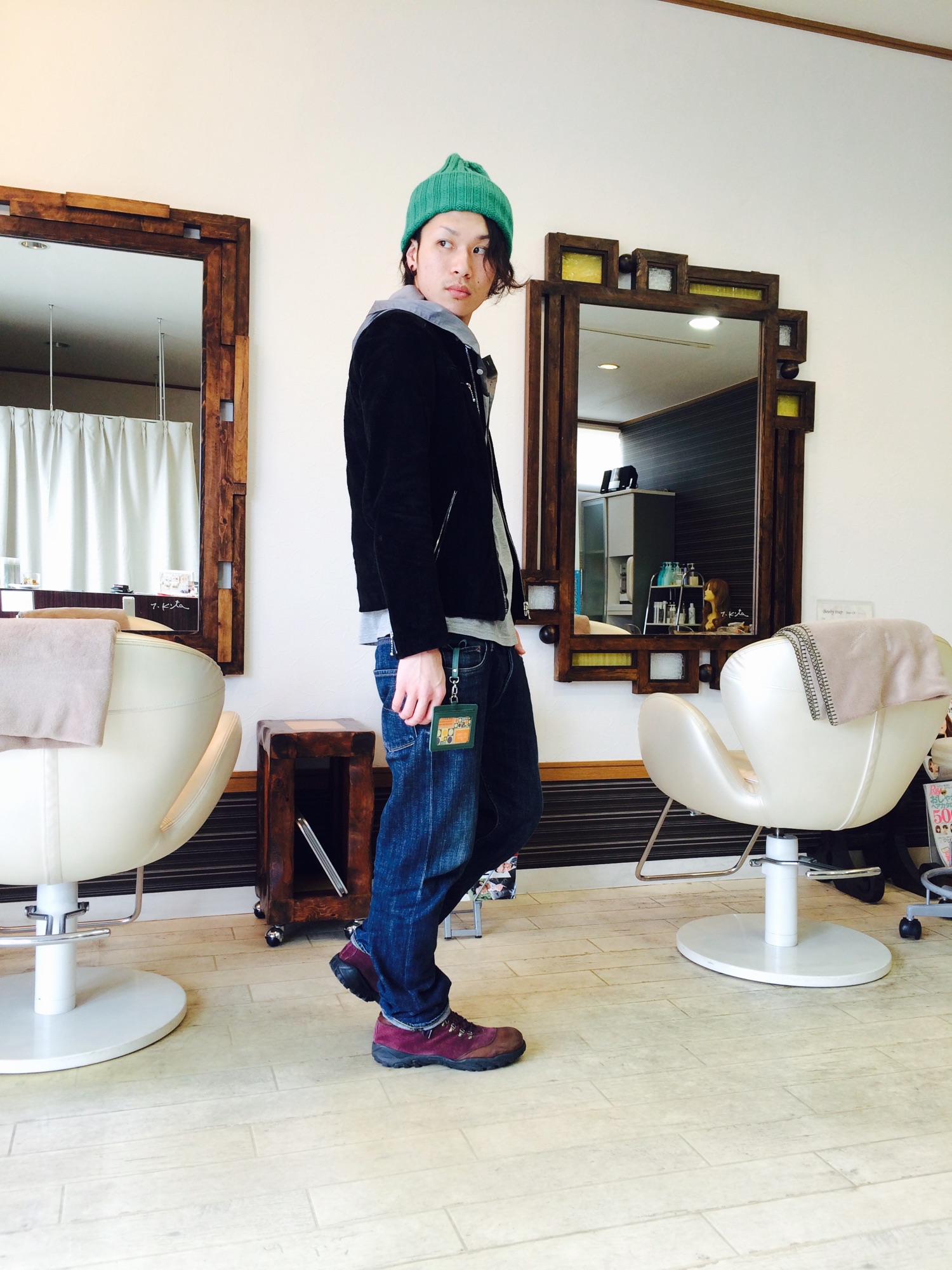 HYSTERIC GLAMOUR 緑のポンポン付きニット帽 HYSTERIC GLAMOUR 緑のポンポン付きニット帽