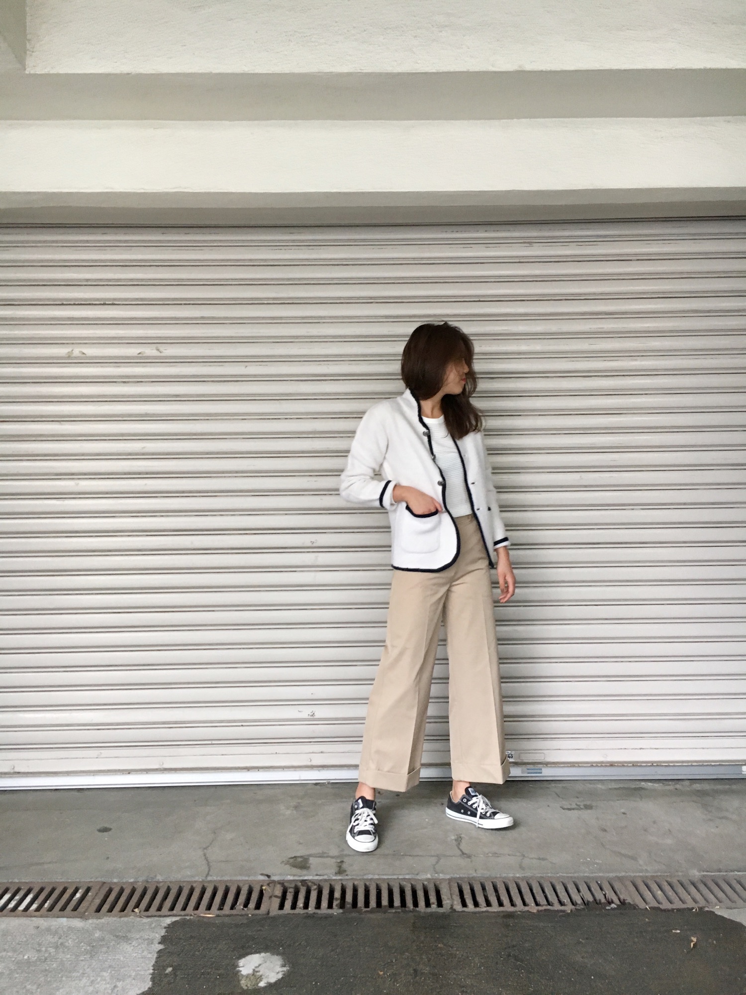 TODAYFUL（トゥデイフル）の「パイピングニットジャケット（ノーカラー