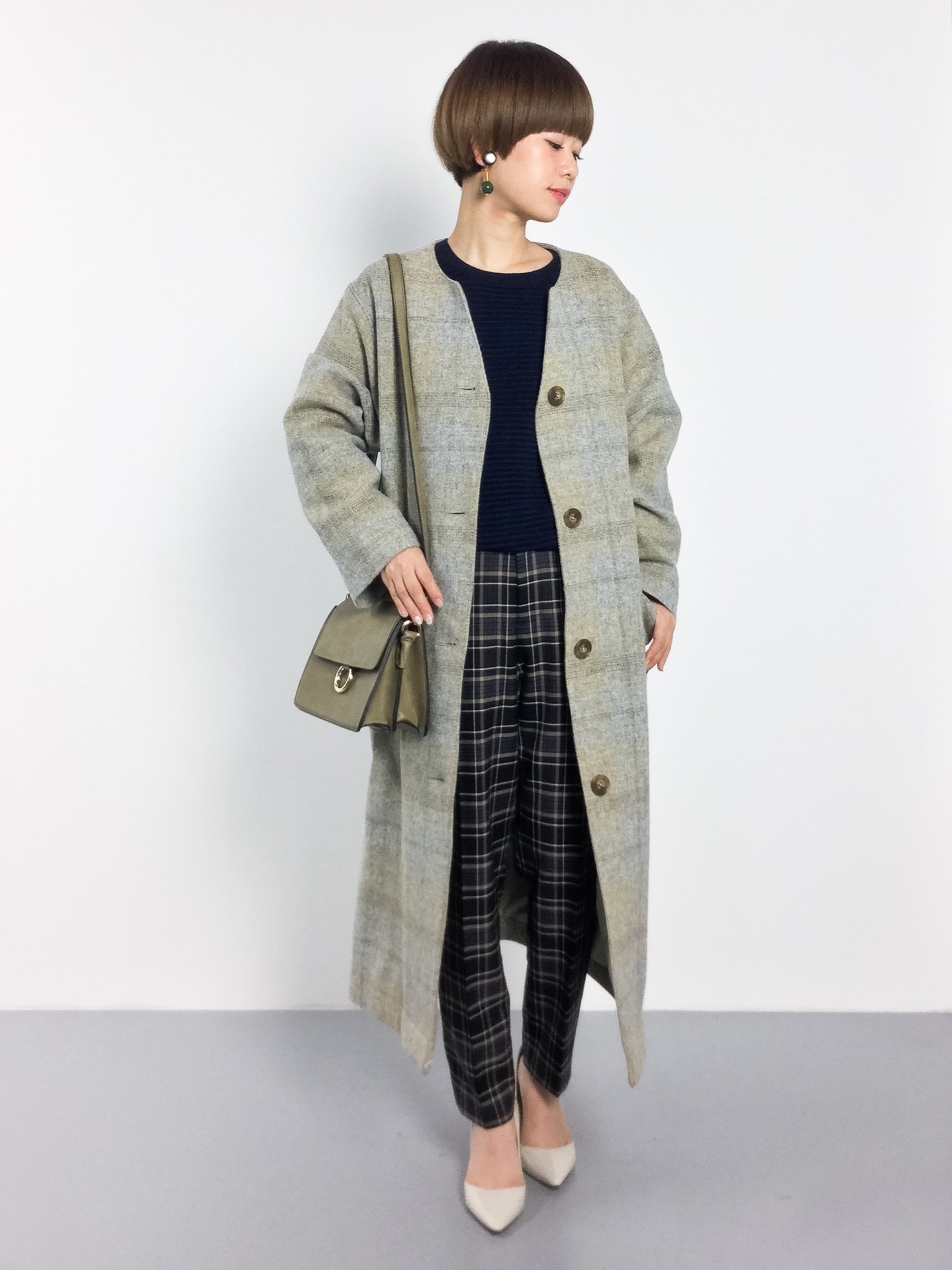 bulle de savon（ビュルデサボン）の「W/CHECK ノーカラー Iライン