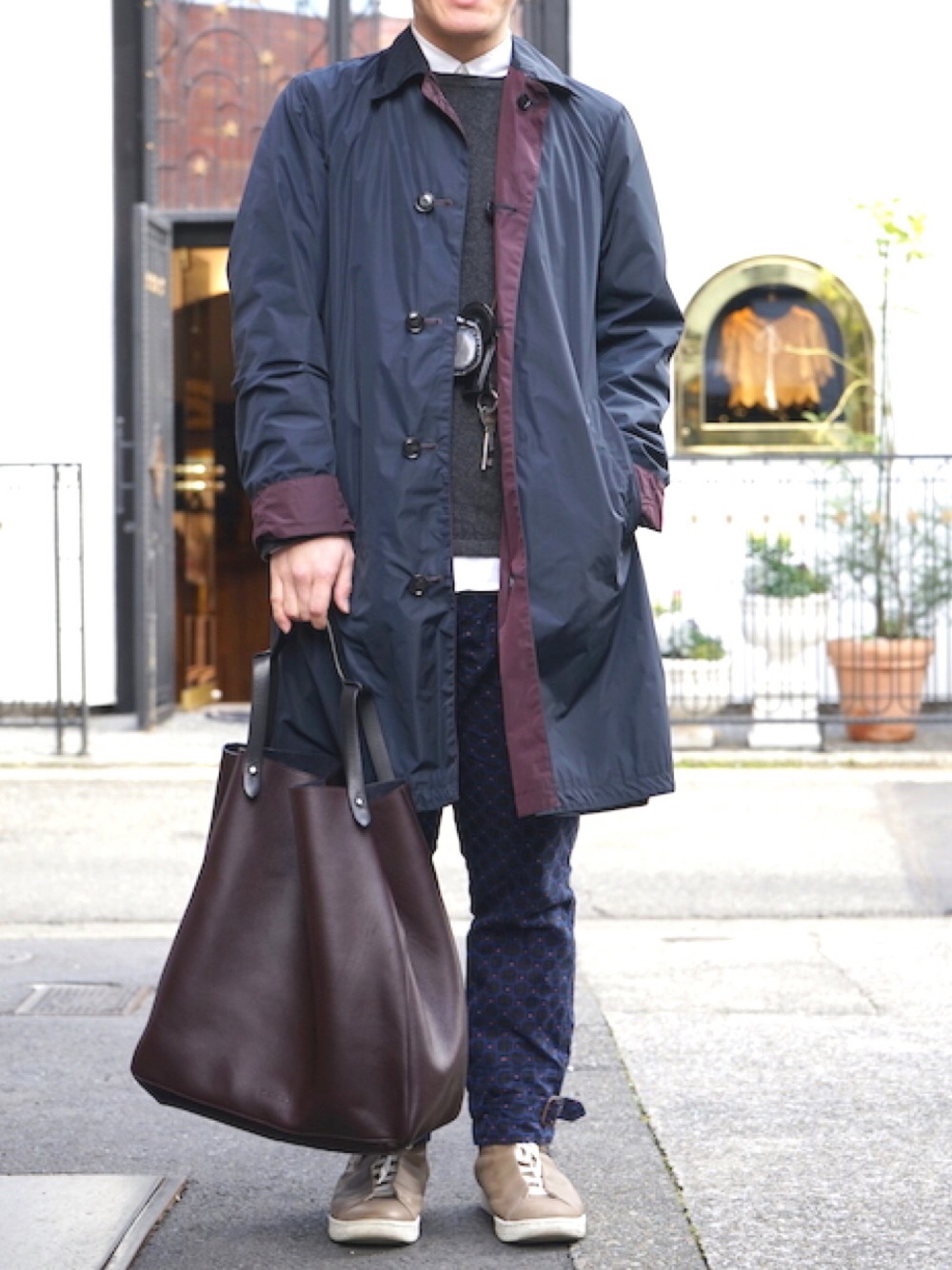 DRIES VAN NOTEN ネイビー ステンカラーコート DRIES VAN NOTEN - DRIES VAN NOTEN ステンカラーコートの通販