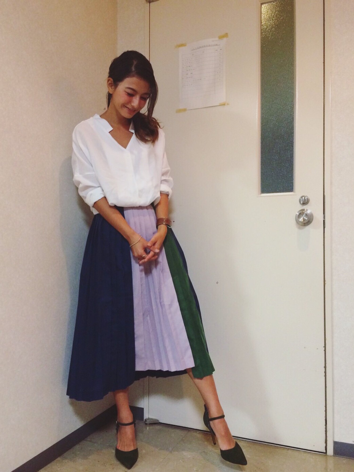 Ameri（アメリ）の「COLOR DOCKING PLEATS SKIRT（スカート）」 - WEAR 