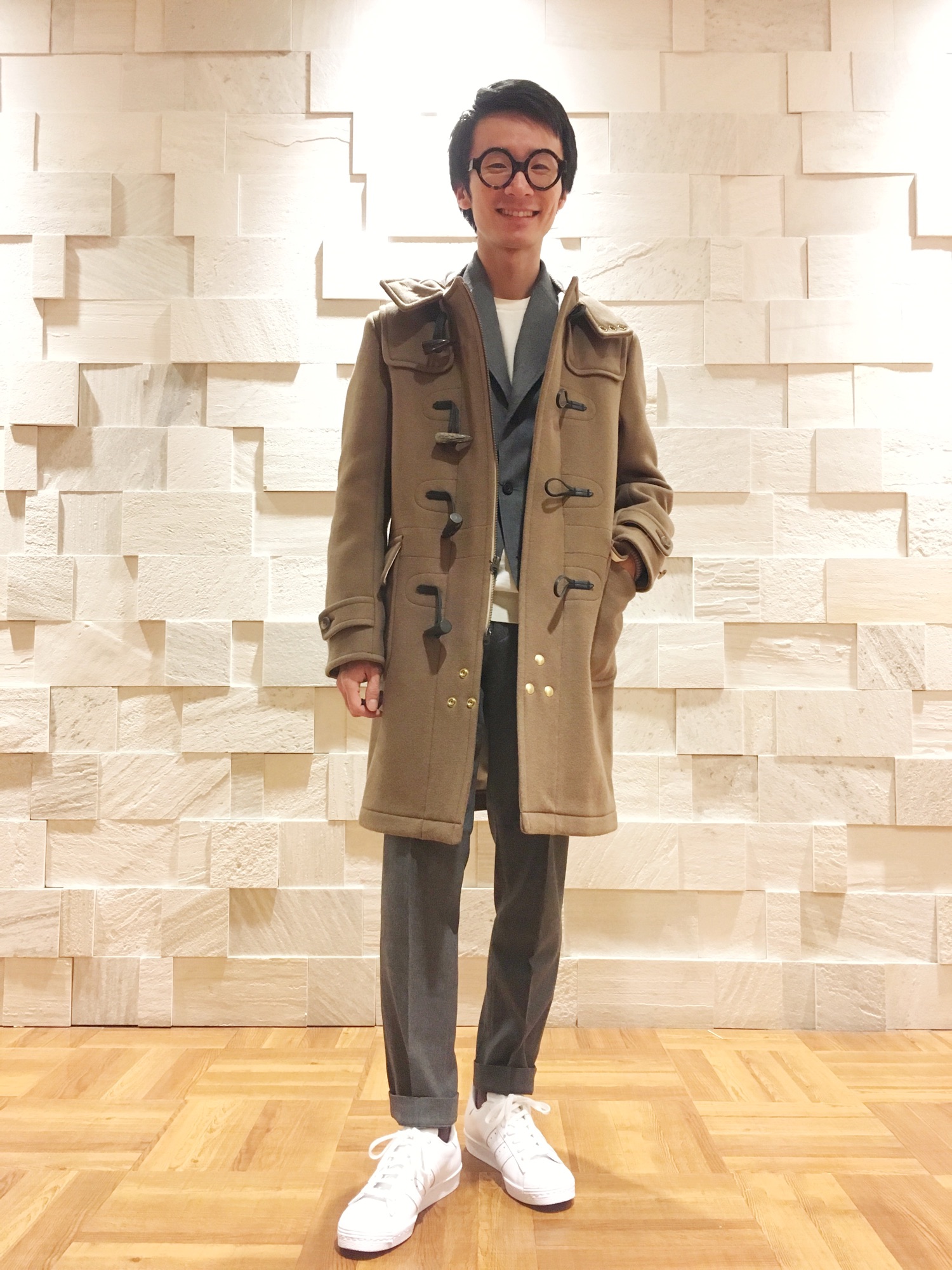 Scyeのダッフルコートを使ったメンズ人気ファッションコーディネート