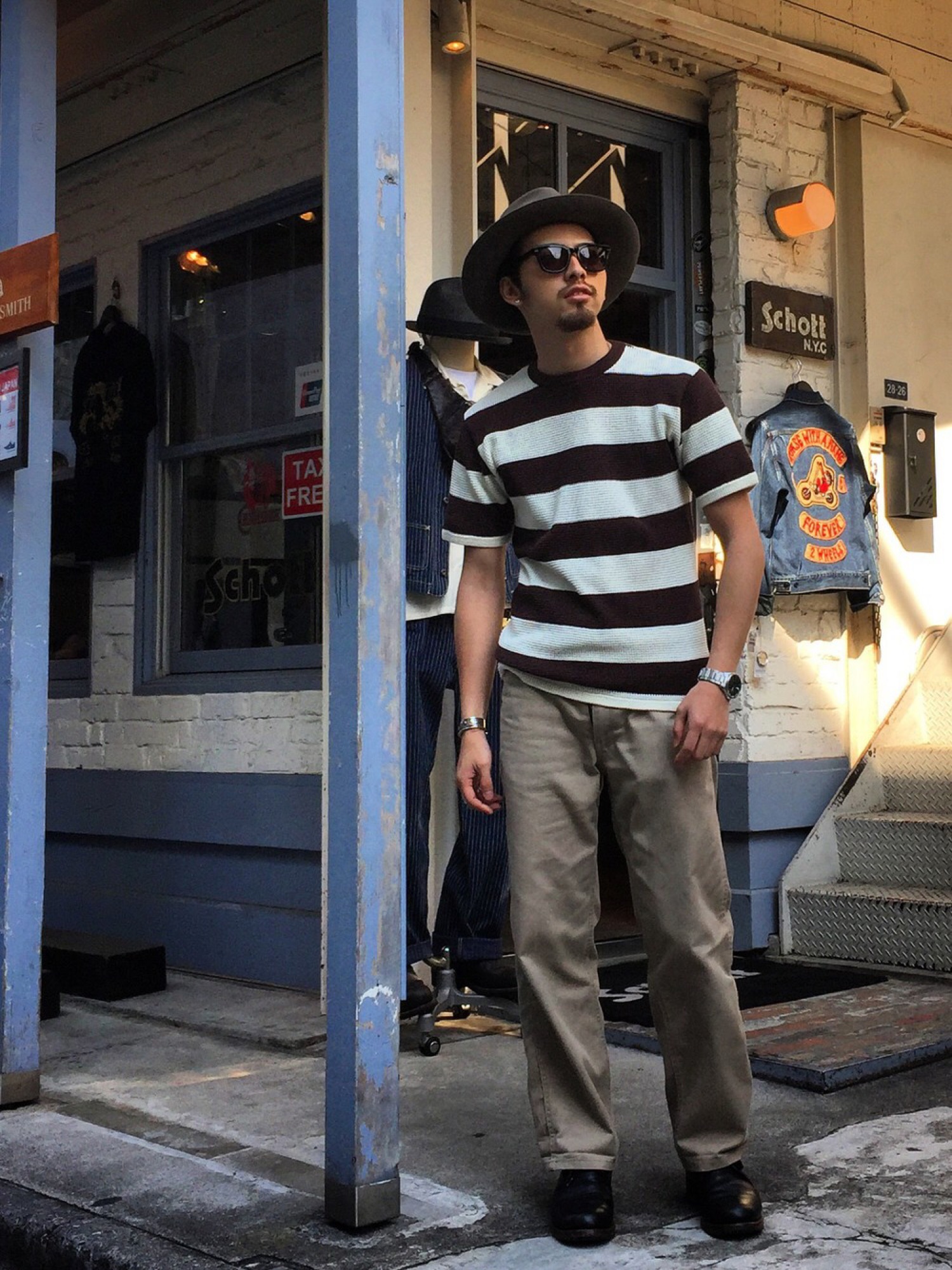 schott（ショット）の「Schott/ショット/THERMAL KNIT BORDER T SHIRT