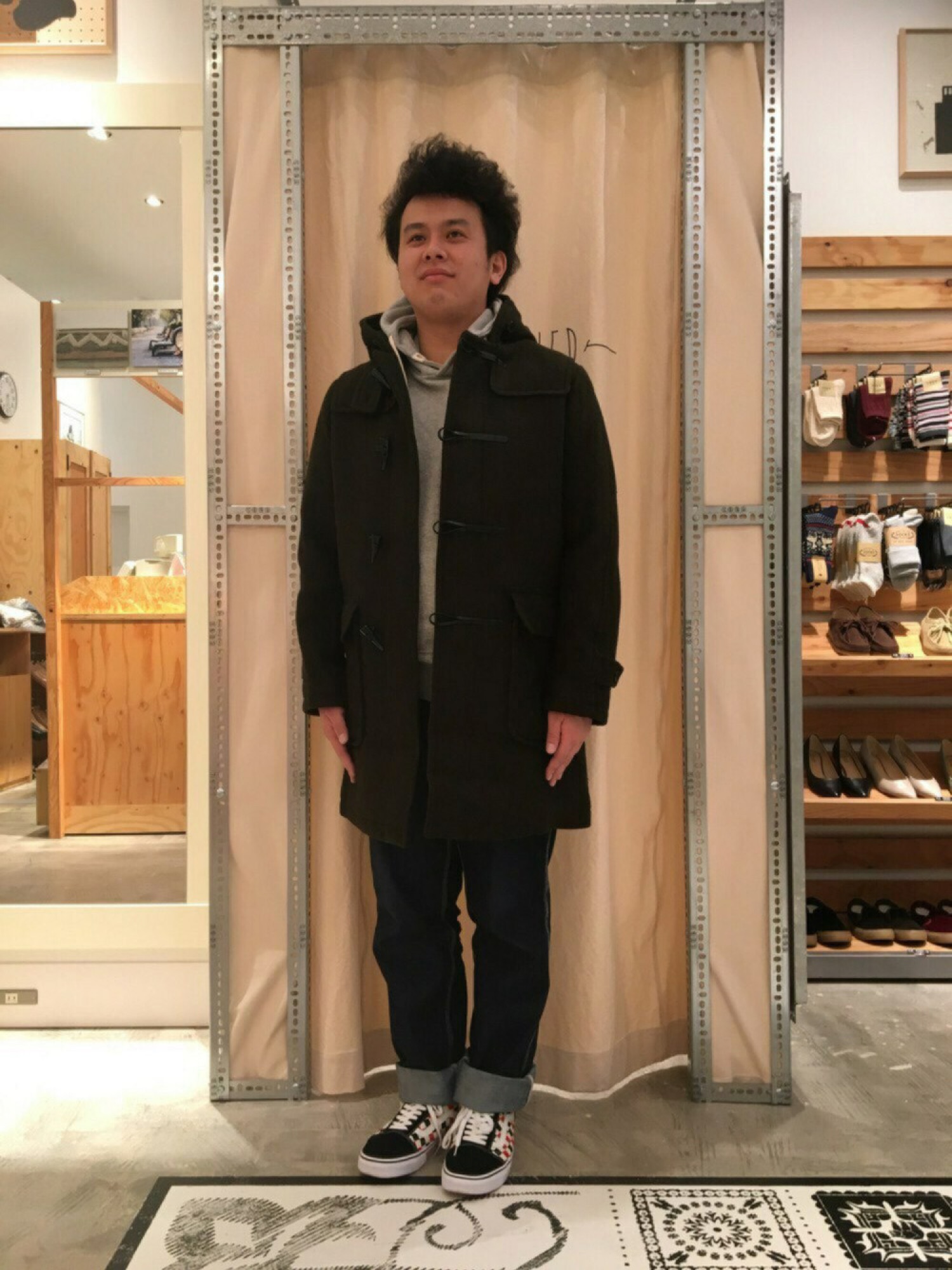 coen（コーエン）の「カバーリングダッフルコート(オリーブ)（ダッフル