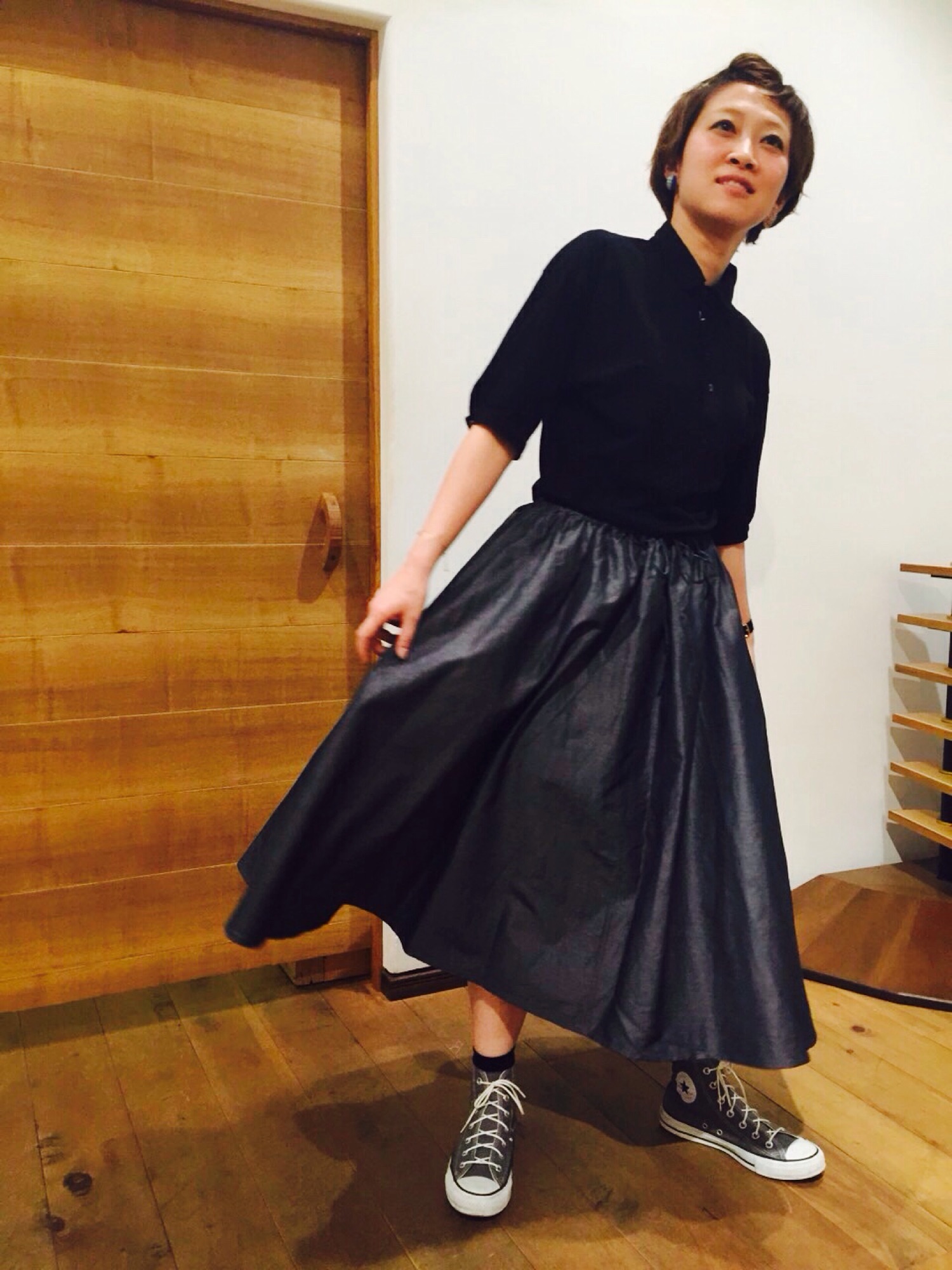 45R コットンラミーダンガリースカート 0 45R（フォーティファイブアール）の「コットンラミーダンガリー